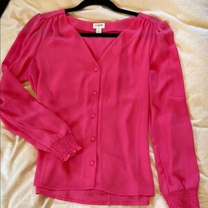J. Crew Vibrant Pink Button-Up Blouse